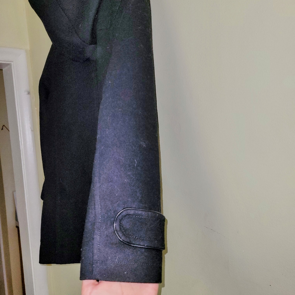 Mens small black wool Express coat - Picture 3 of 5